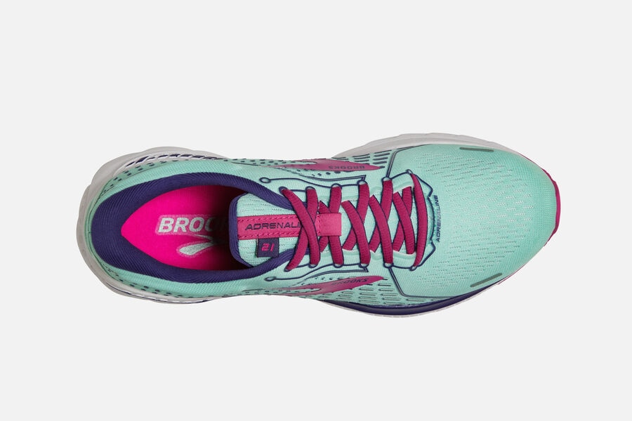 Brooks Adrenaline GTS 21 Road Running Shoes Womens - Turquoise/Pink - EWKDX-6581